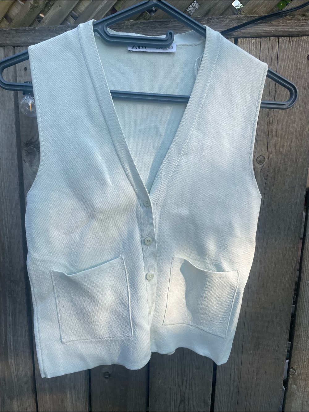 Zara Pale Mint Button-Up Knit Vest